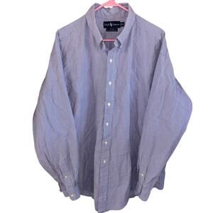 Ralph Lauren men’s blue gingham Blake 100% 2-ply cotton button down shirt XXL